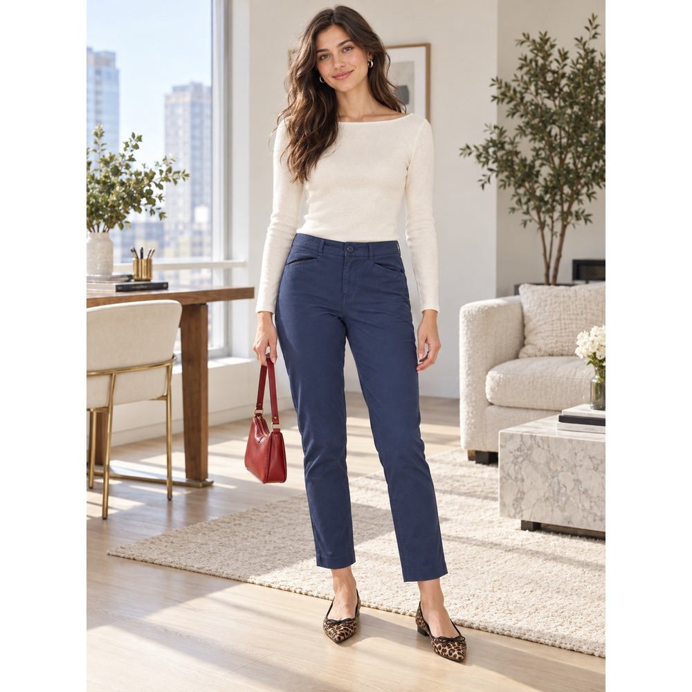 Banana Republic Sloan Slim Ankle Pants Navy Blue Size 8 Mid Rise Stretch Chinos